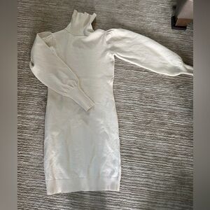 Turtleneck Midi Sweater Dress in Cream